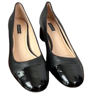 Alex Marie Black Leather Block Heel shoes Size 6.5